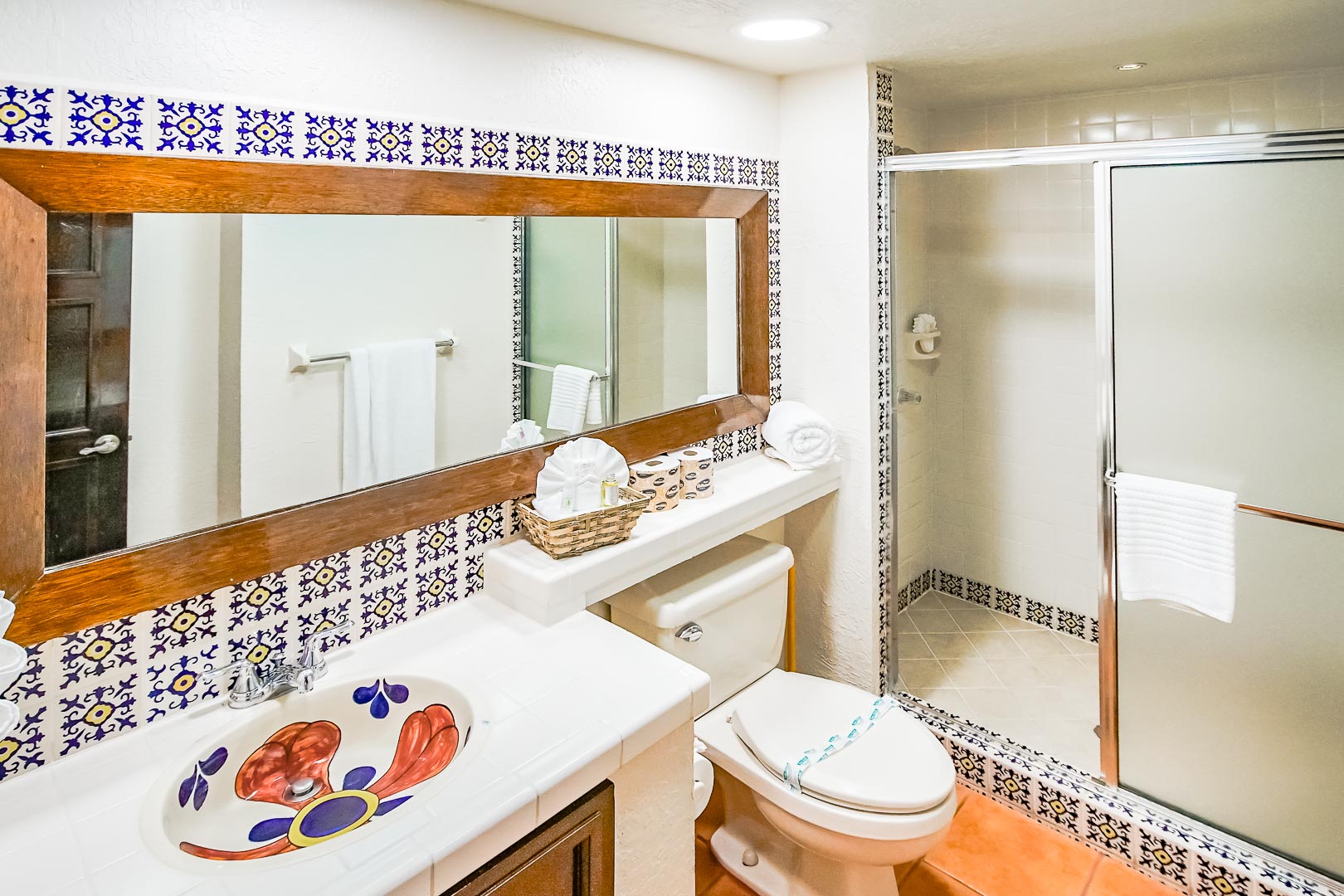 A colorful bathroom at VRI's La Paloma in Rosarito, Mexico.